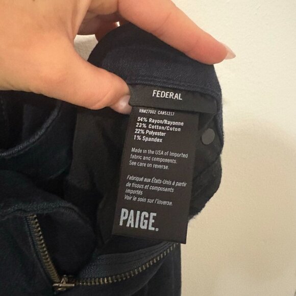 NWOT Paige Transcend Federal Slim Straight - Inkwell - 32 - Picture 6 of 7